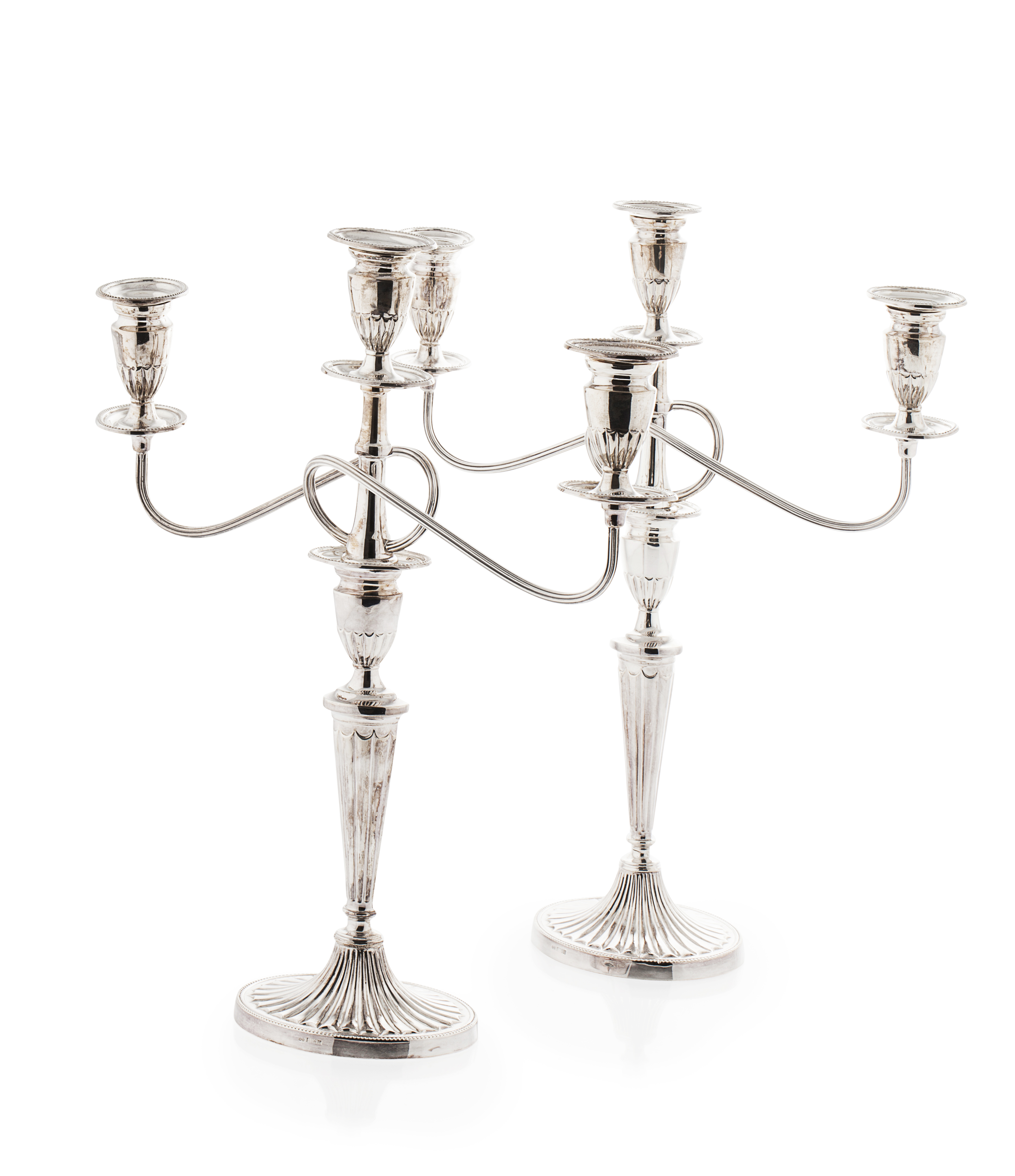 A pair of three light table candelabra