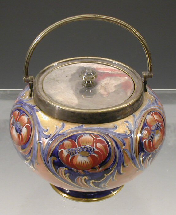 A Moorcroft 'Florian Ware' biscuit barrel and cover