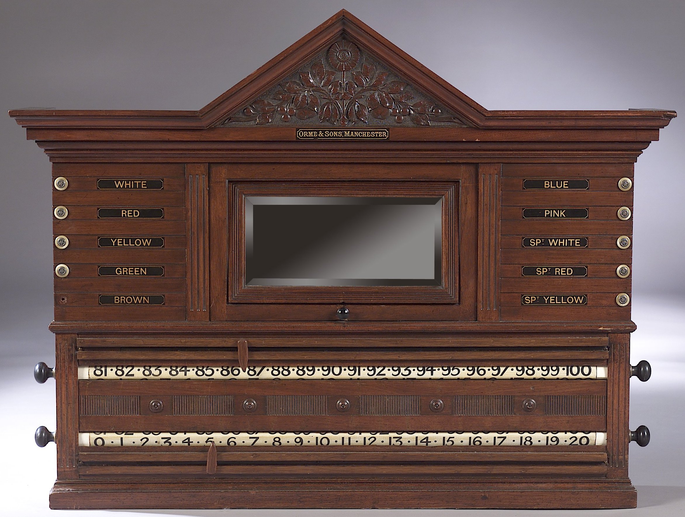 A Victorian mahogany billiards score board