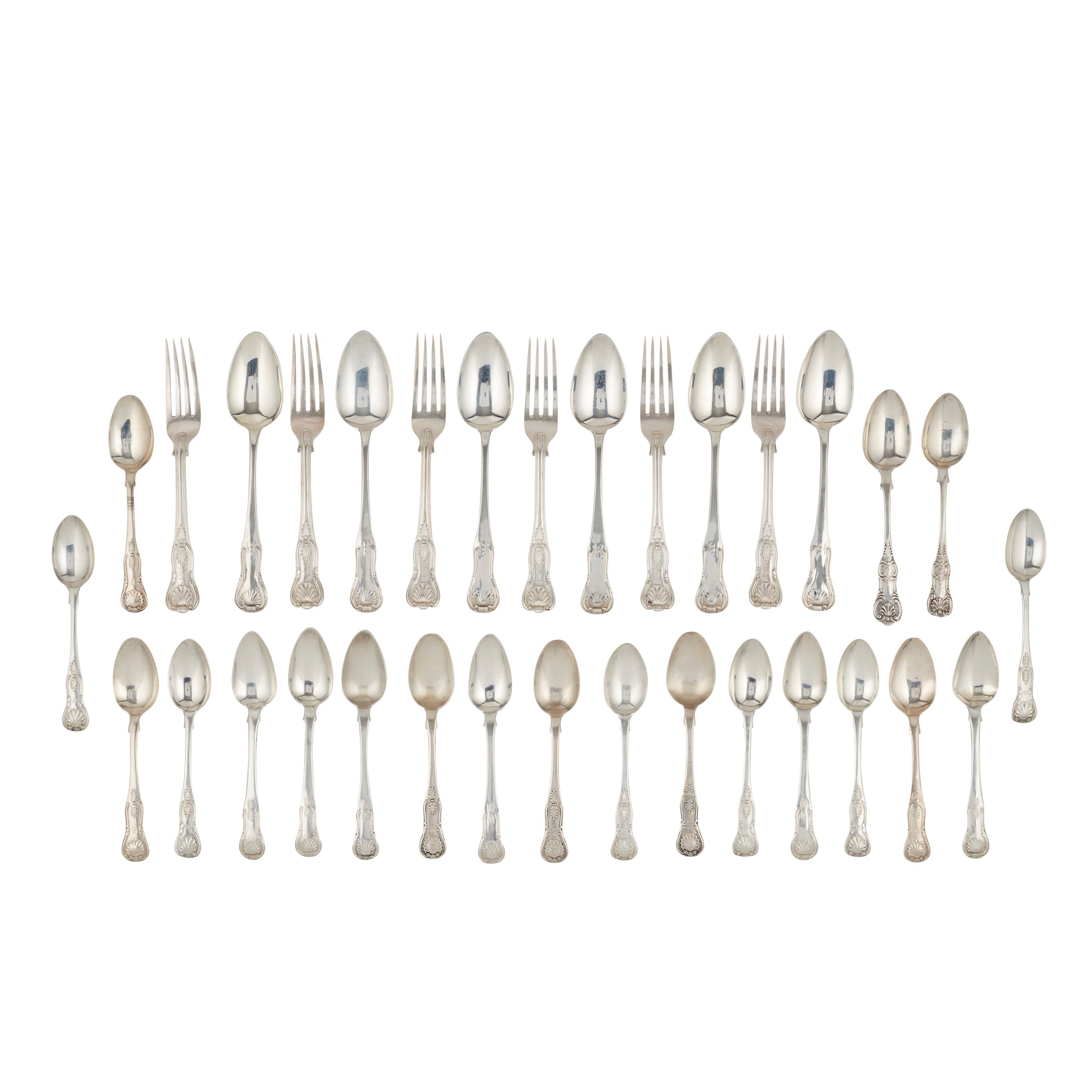 A set of six single struck dessert spoons