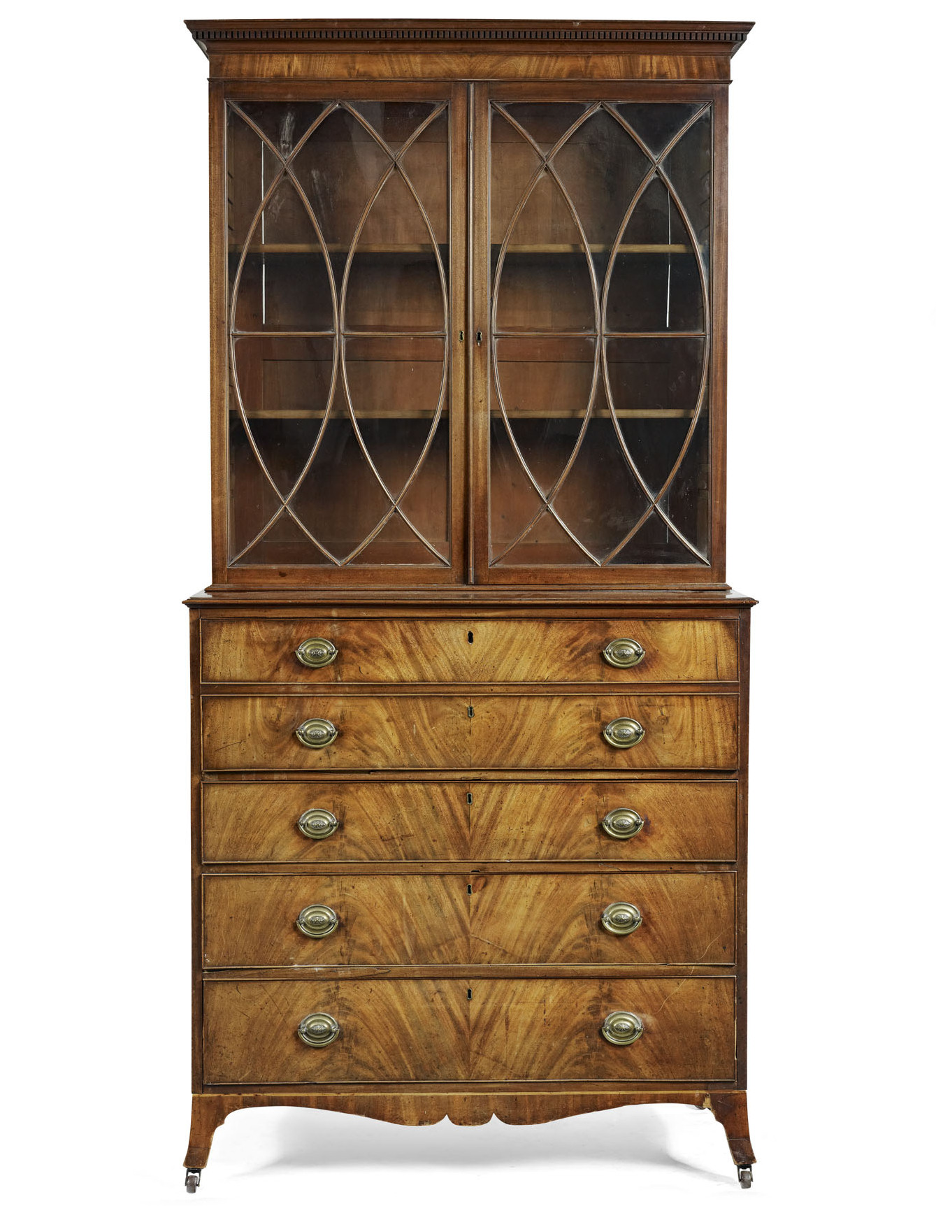 GEORGE III MAHOGANY SECRETAIRE BOOKCASE