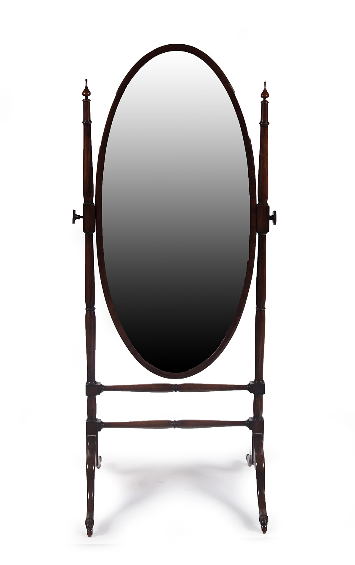GEORGIAN STYLE MAHOGANY CHEVAL MIRROR