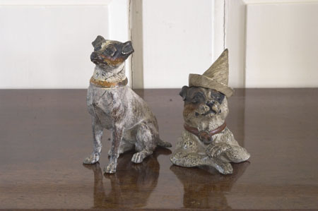 An amusing late 19th/early 20th century Austrian cold painted bronze inkwell