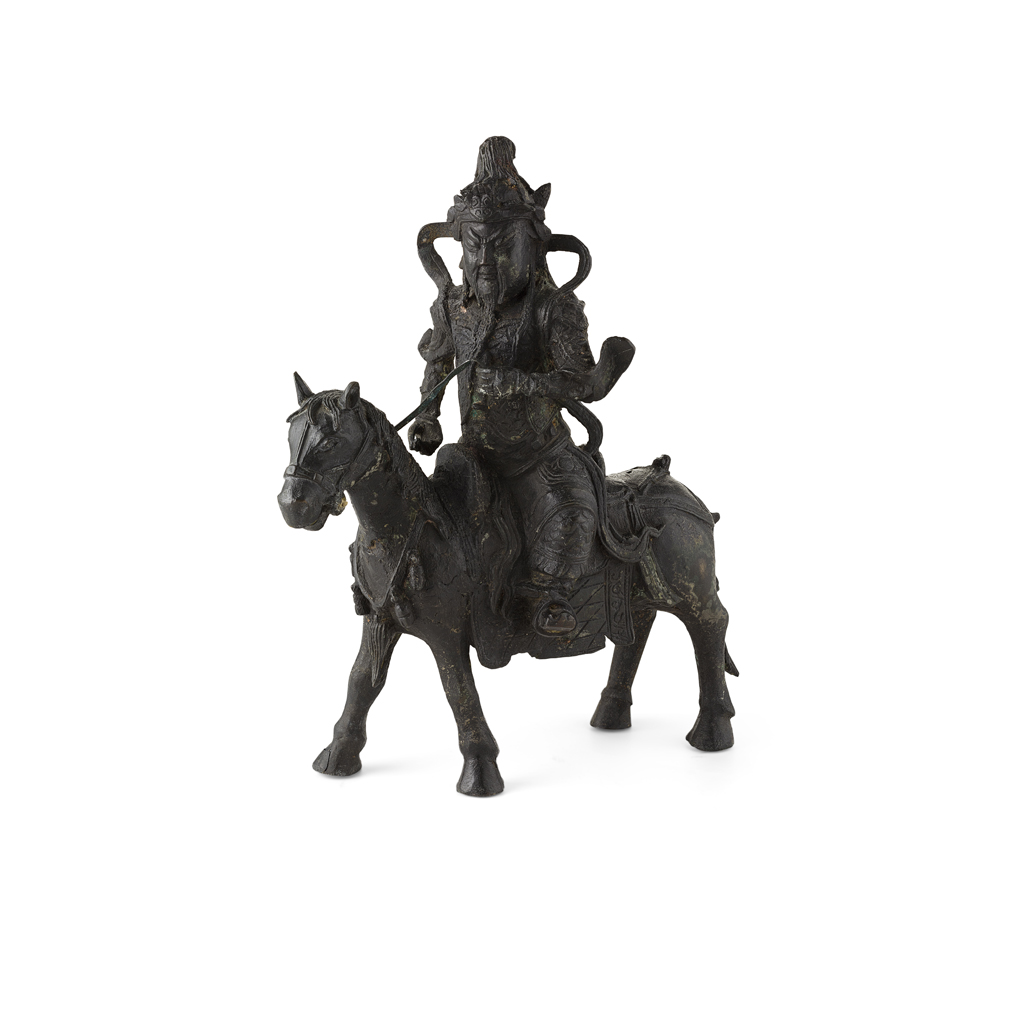 BRONZE EQUESTRIAN FIGURE OF GUANDI