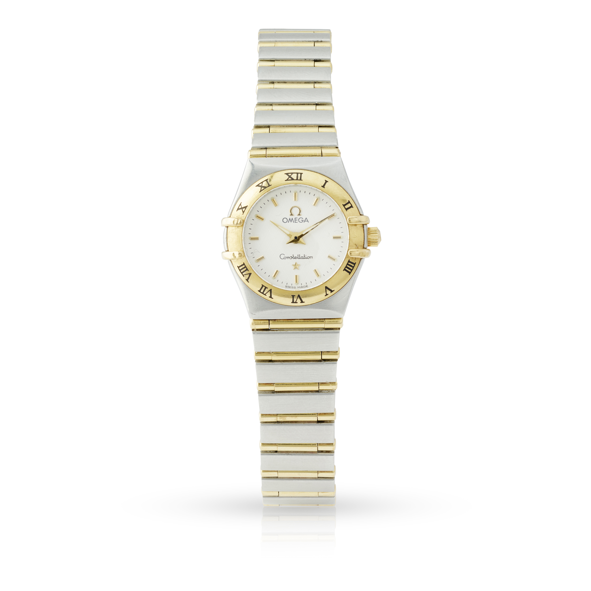 Omega. A ladies two-tone quartz bracelet watch