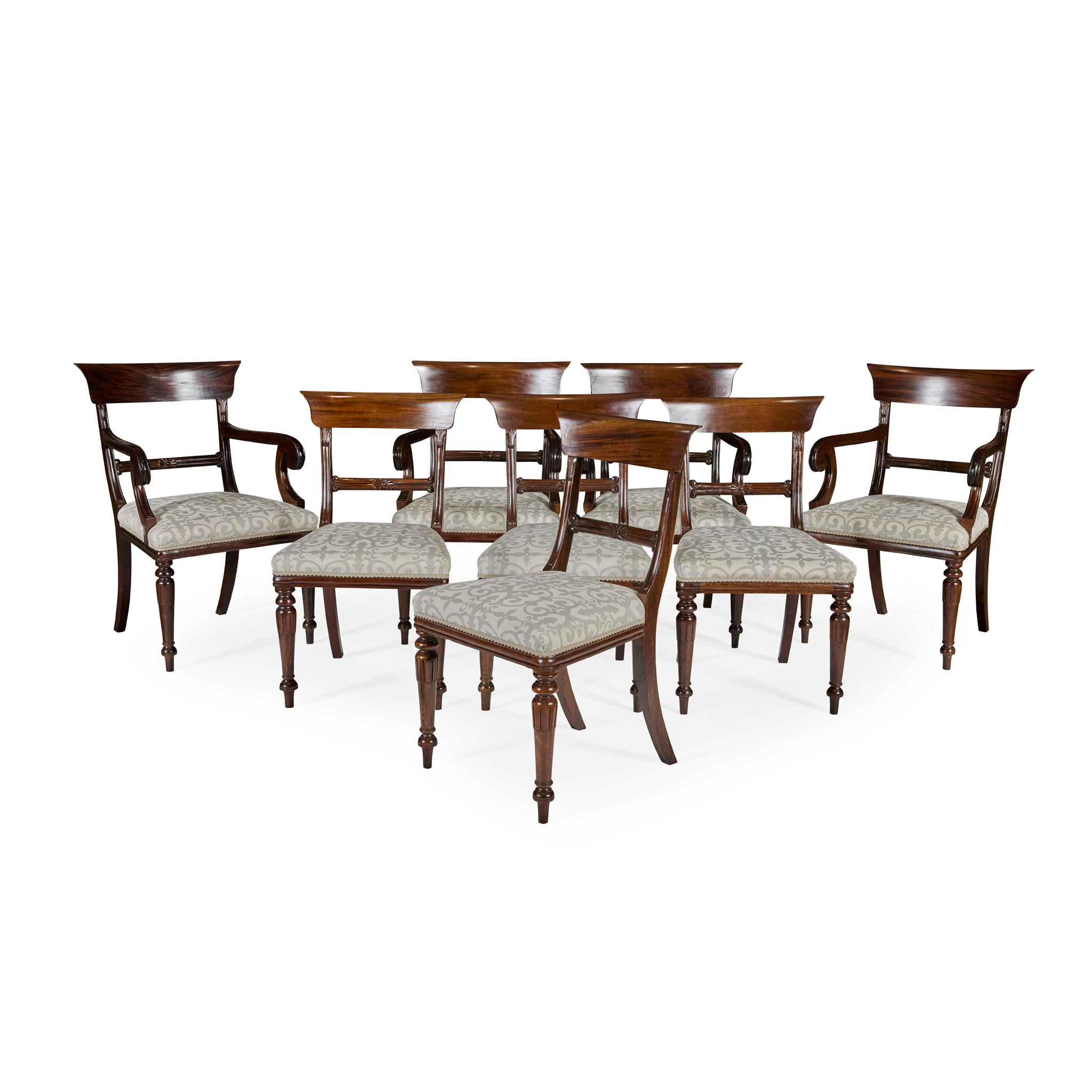 SET OF EIGHT WILLIAM IV STYLE MAHOGANY DINING CHAIRS