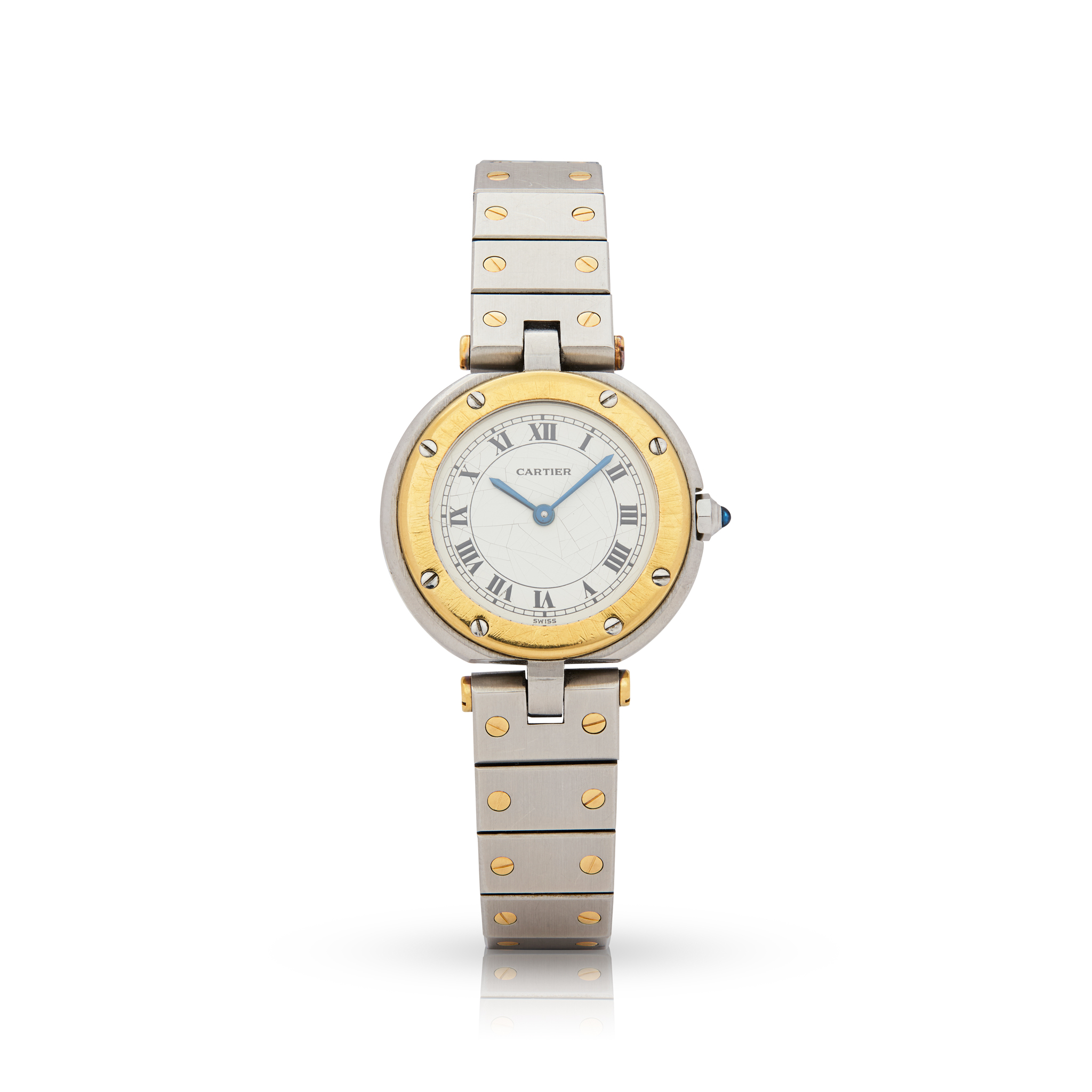 Cartier. A Ladies stainless steel and gold quartz bracelet watch