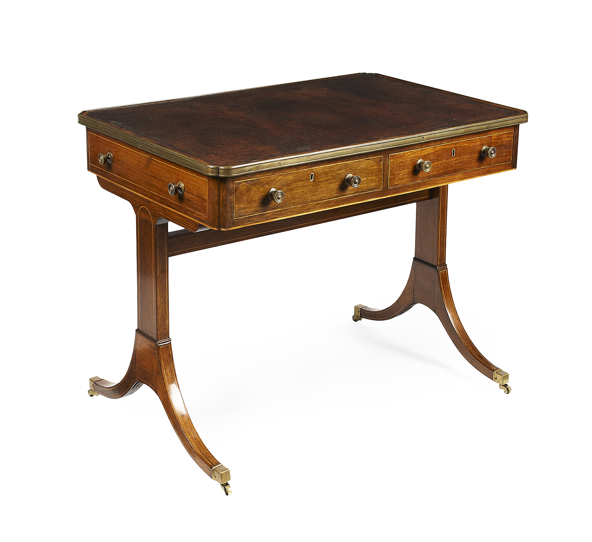 REGENCY ROSEWOOD AND INLAY WRITING TABLE