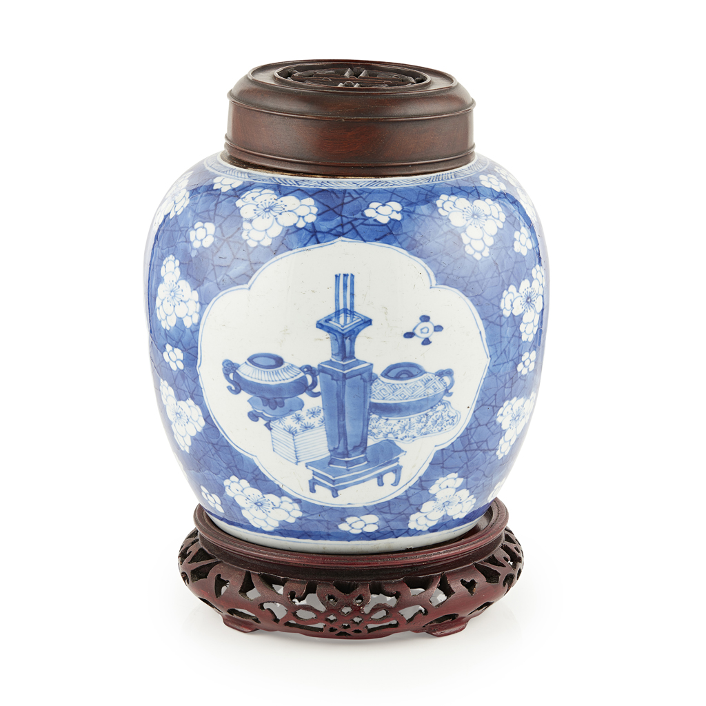 BLUE AND WHITE OVOID JAR
