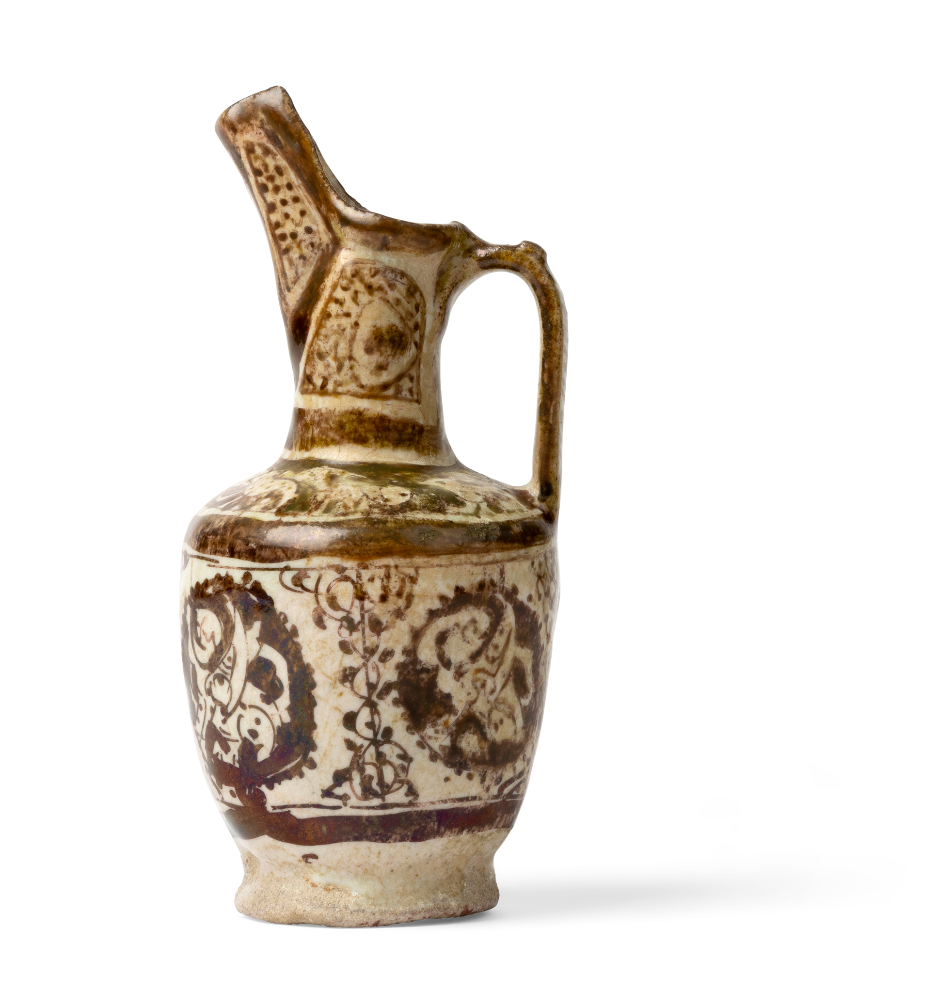 A SMALL KASHAN LUSTRE POTTERY EWER