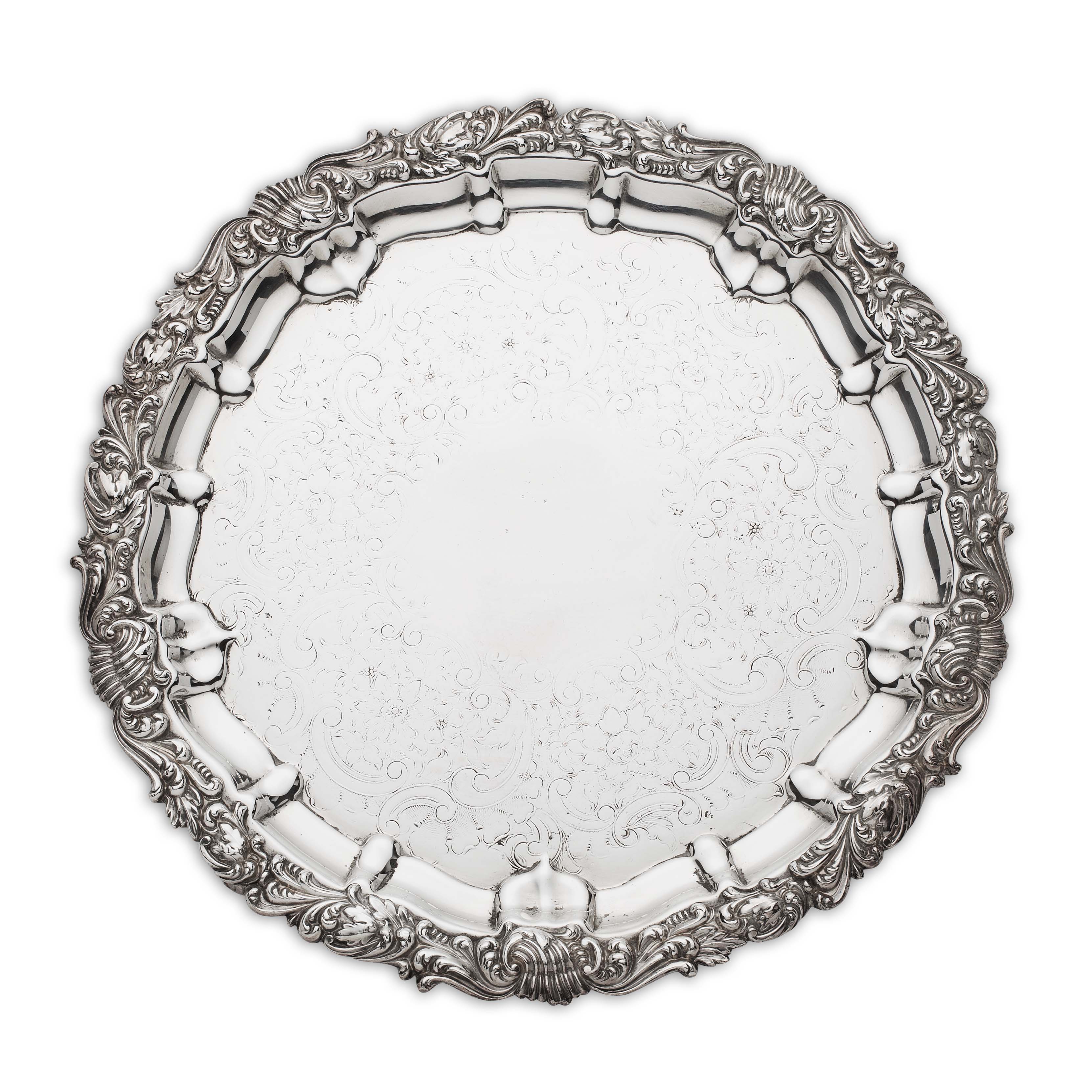 TWO SILVERPLATED SALVERS