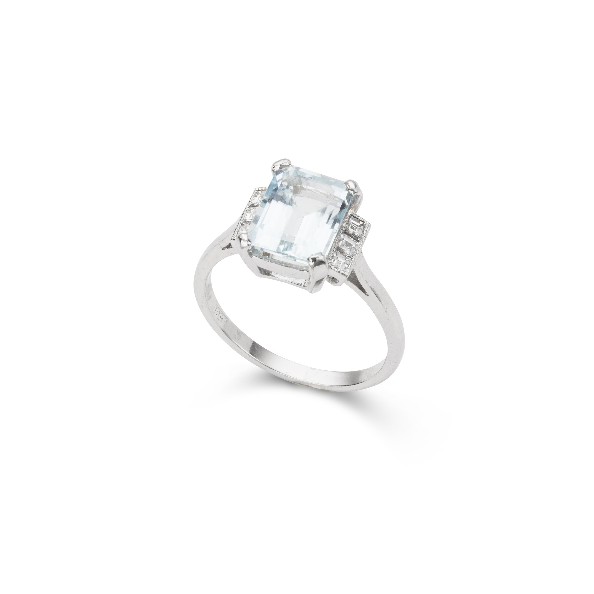 An aquamarine and diamond ring