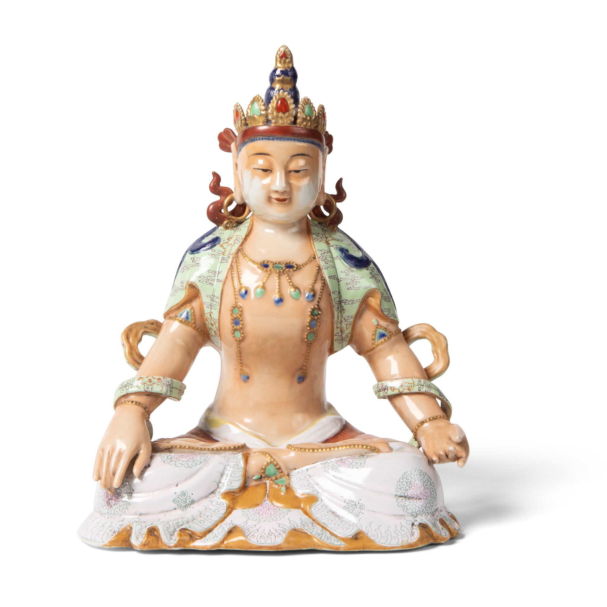FAMILLE ROSE SEATED BODHISATTVA