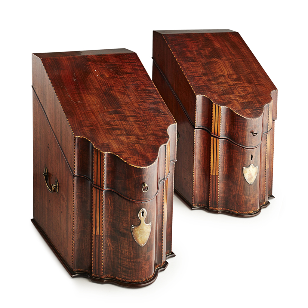 PAIR OF GEORGE III MAHOGANY KNIFE BOXES