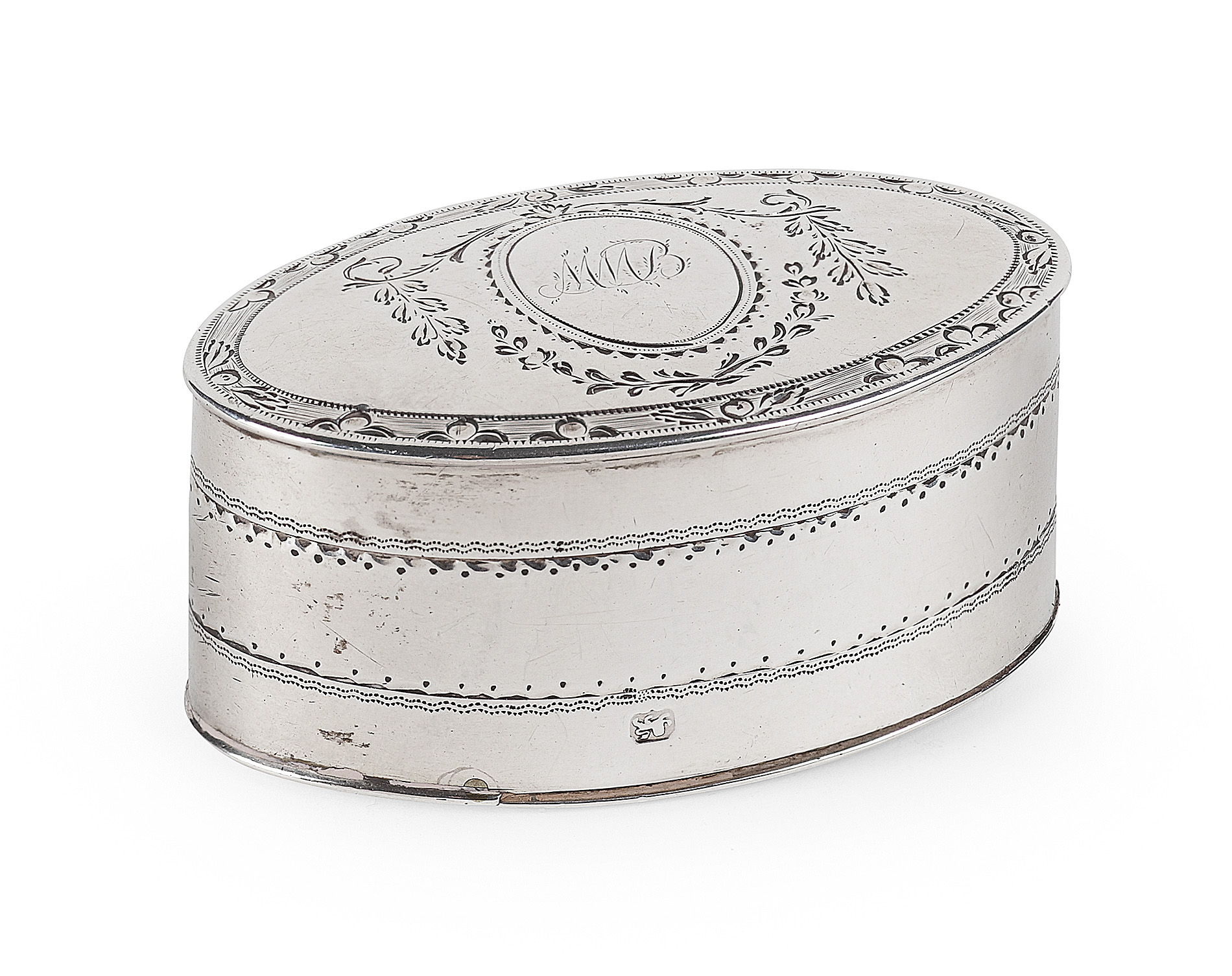 GEORGE III SILVER OVAL BRIGHT-ENGRAVED NUTMEG GRATER