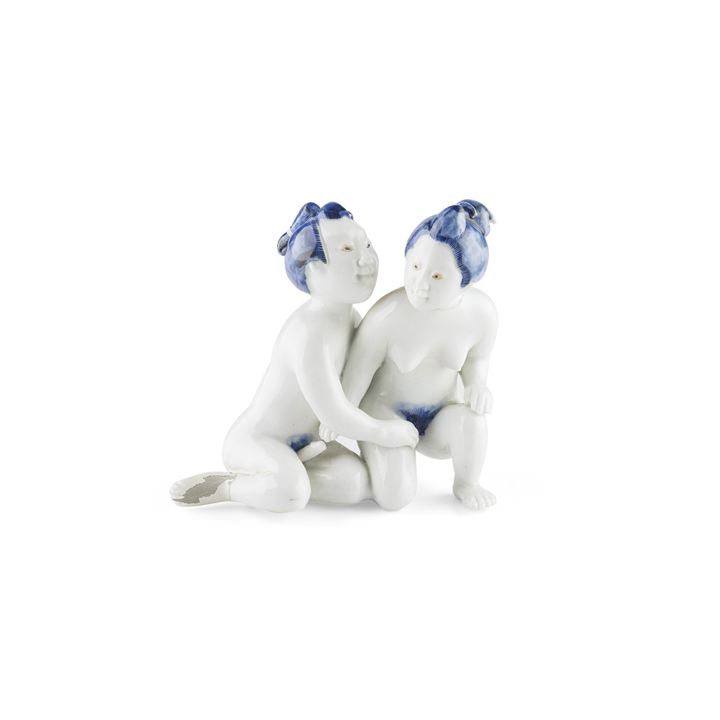 RARE HIRADO PORCELAIN 'EROTIC' OKIMONO SHOWING MOXIBUSTION POINTS