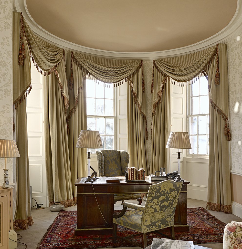 TWO PAIRS OF CAFE AU LAIT VELVET CURTAINS