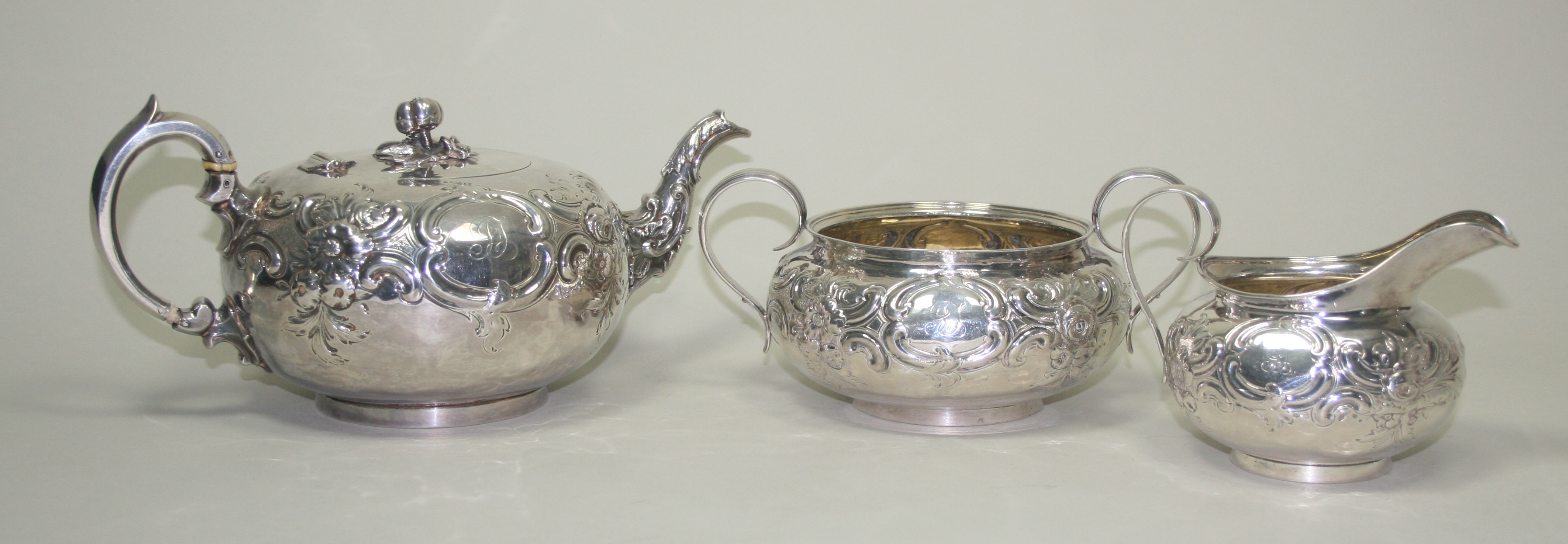 An matched early Victorian three piece tea set
