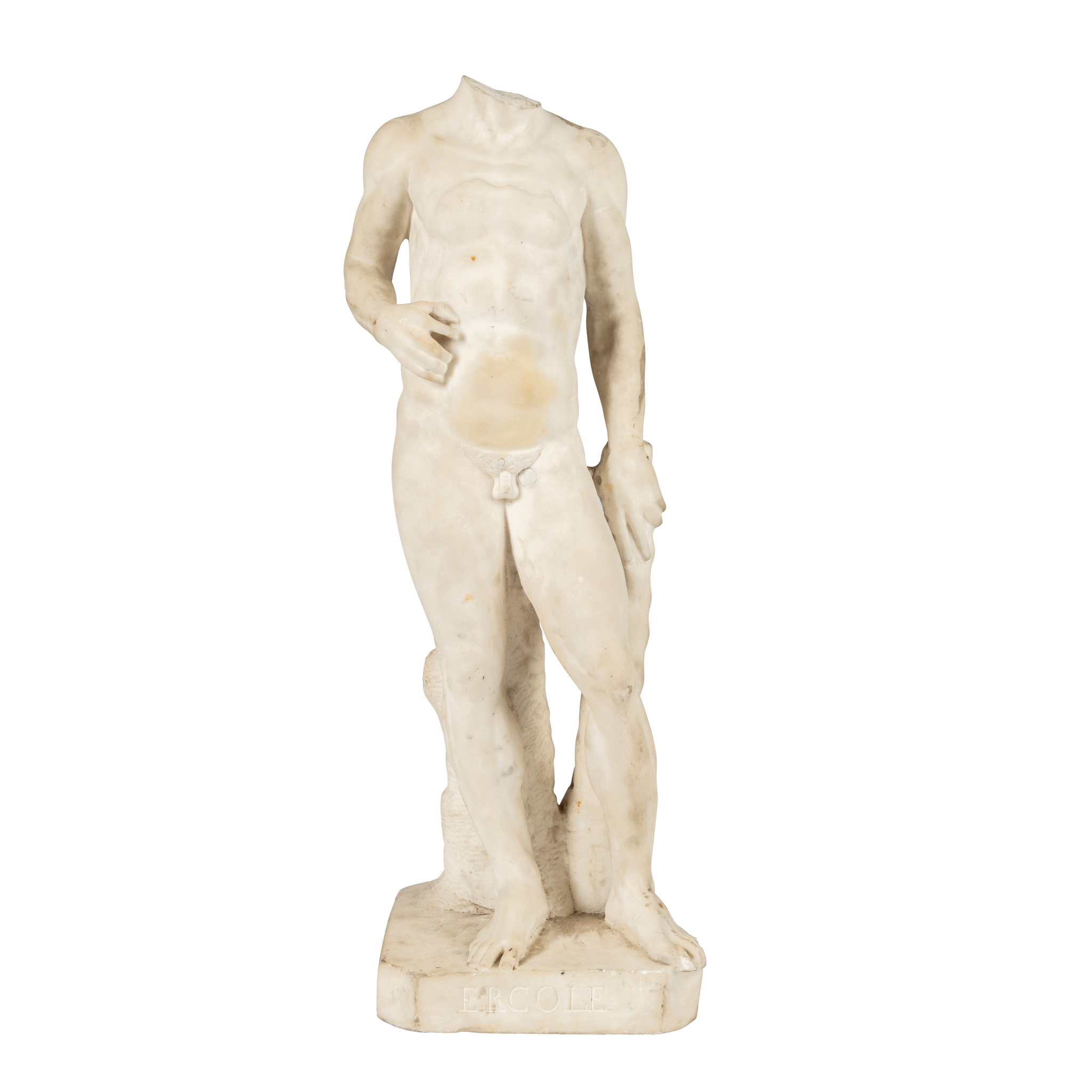 A GRAND TOUR WHITE MARBLE SCULPTURE OF A MAN