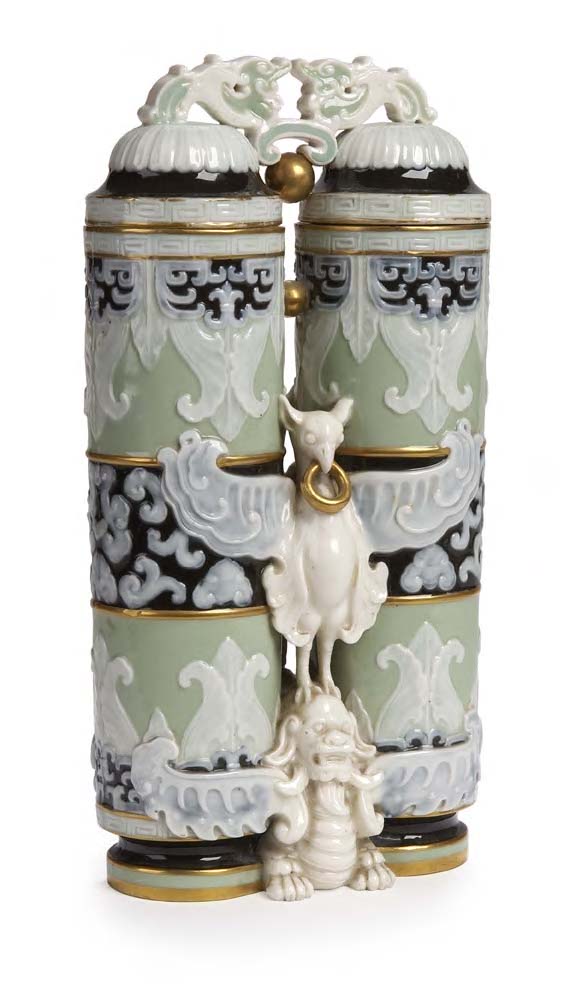 A mid 19th century Minton vase and cover,