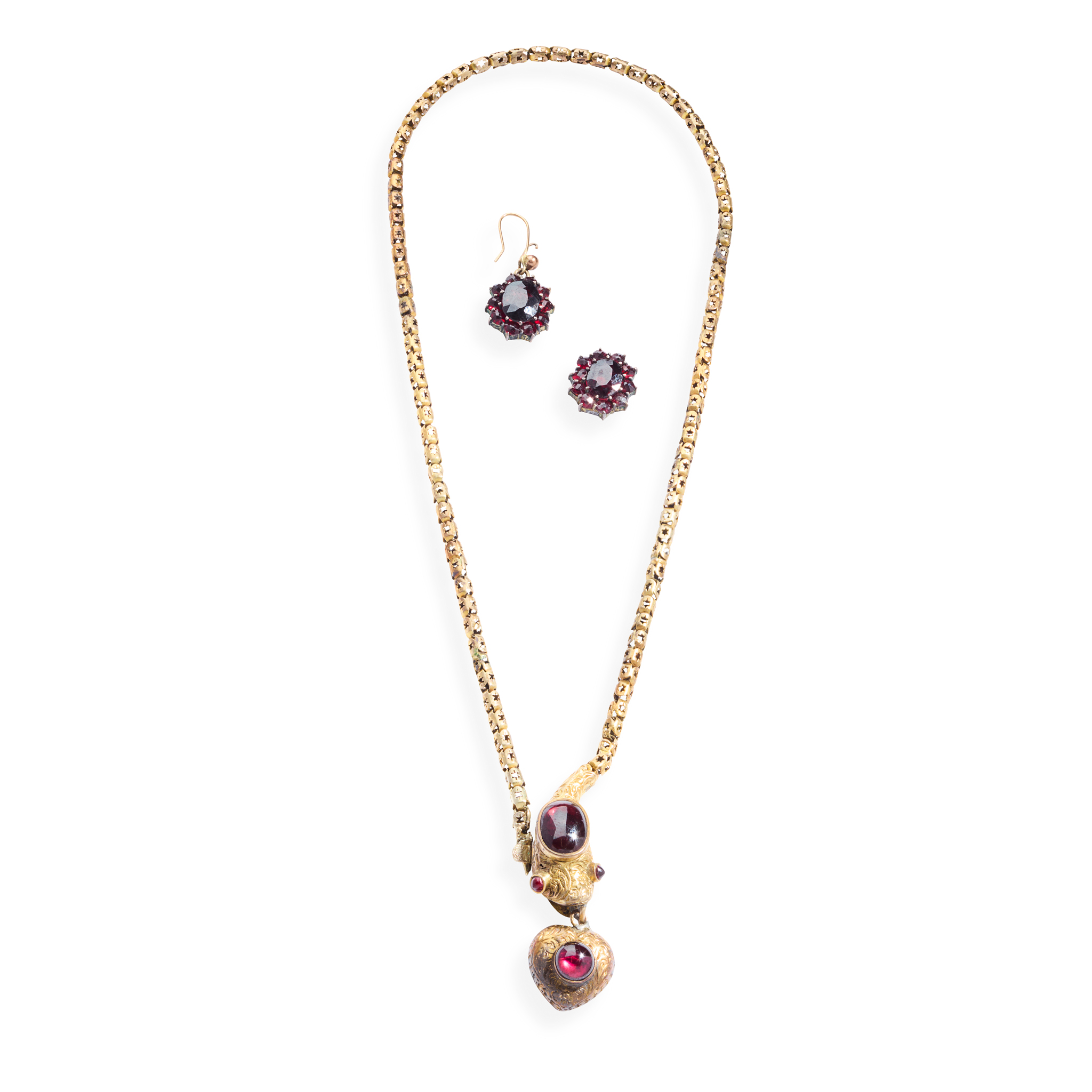A late 19th century garnet 'snake' necklace