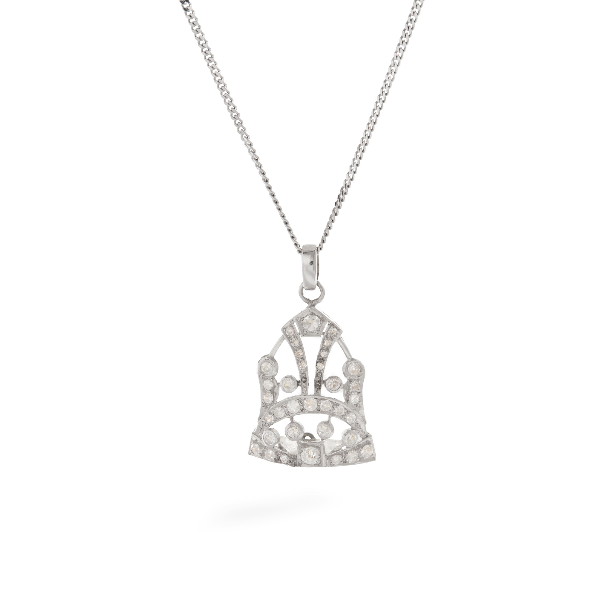 A diamond pendant on 18ct gold trace chain