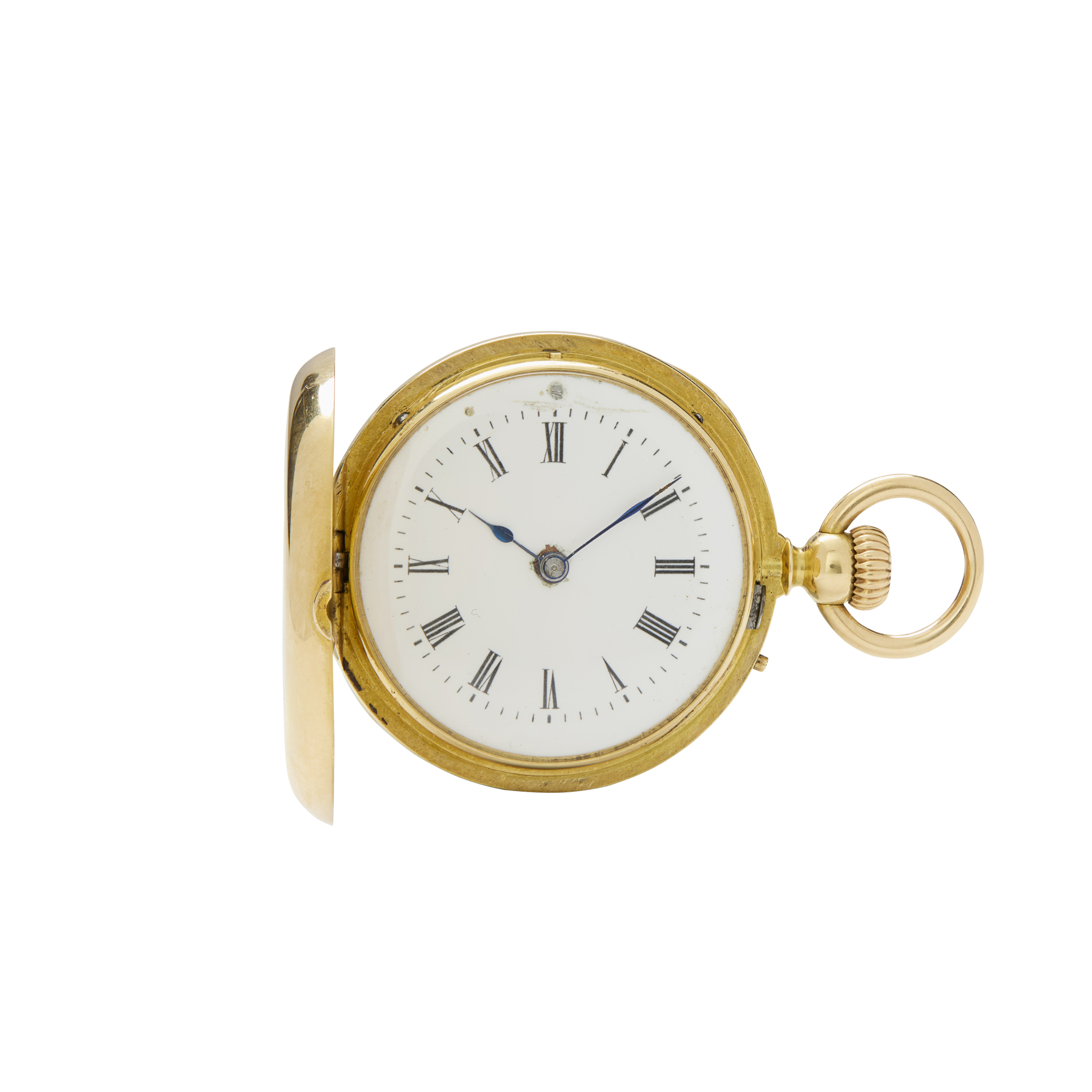 Aubert & Co. London. An 18k gold hunting cased fob watch