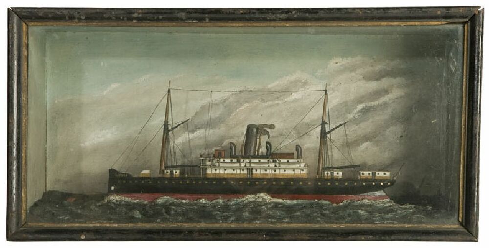 Four diorama ship models, circa 1900