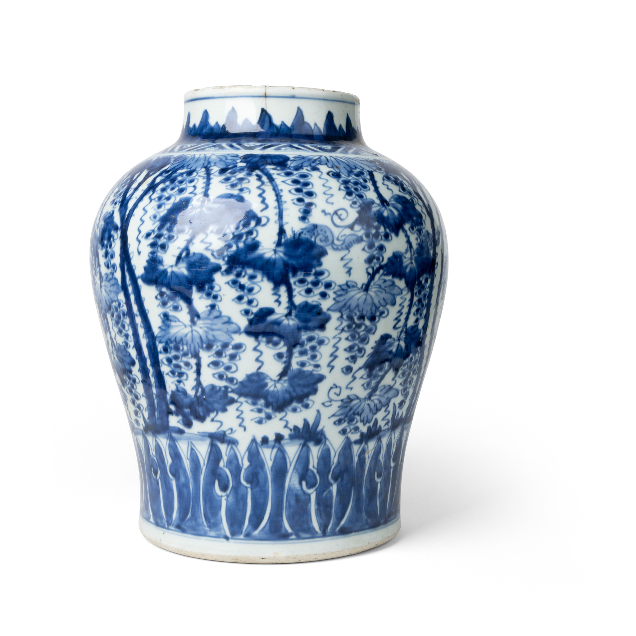 CHINESE BLUE AND WHITE 'GRAPE AND SQUIRREL' JAR