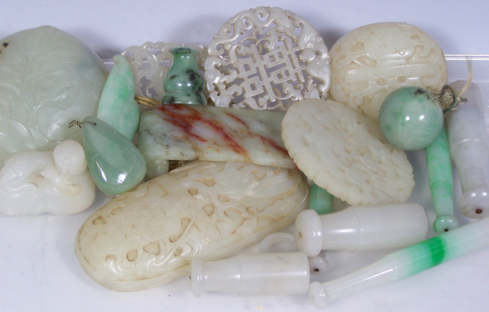 A collection of jade and other hardstones
