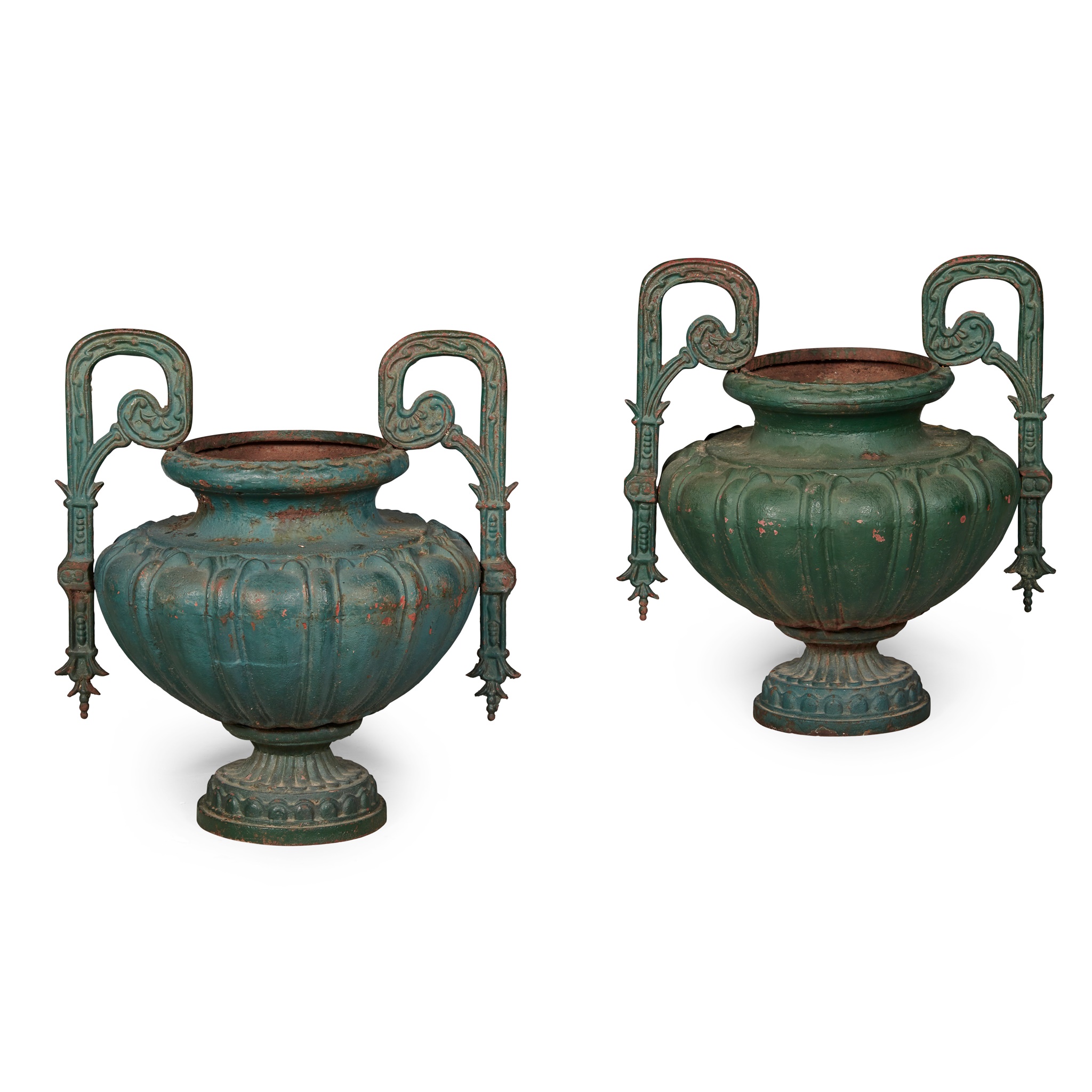 PAIR OF FRENCH CAST-IRON URNS