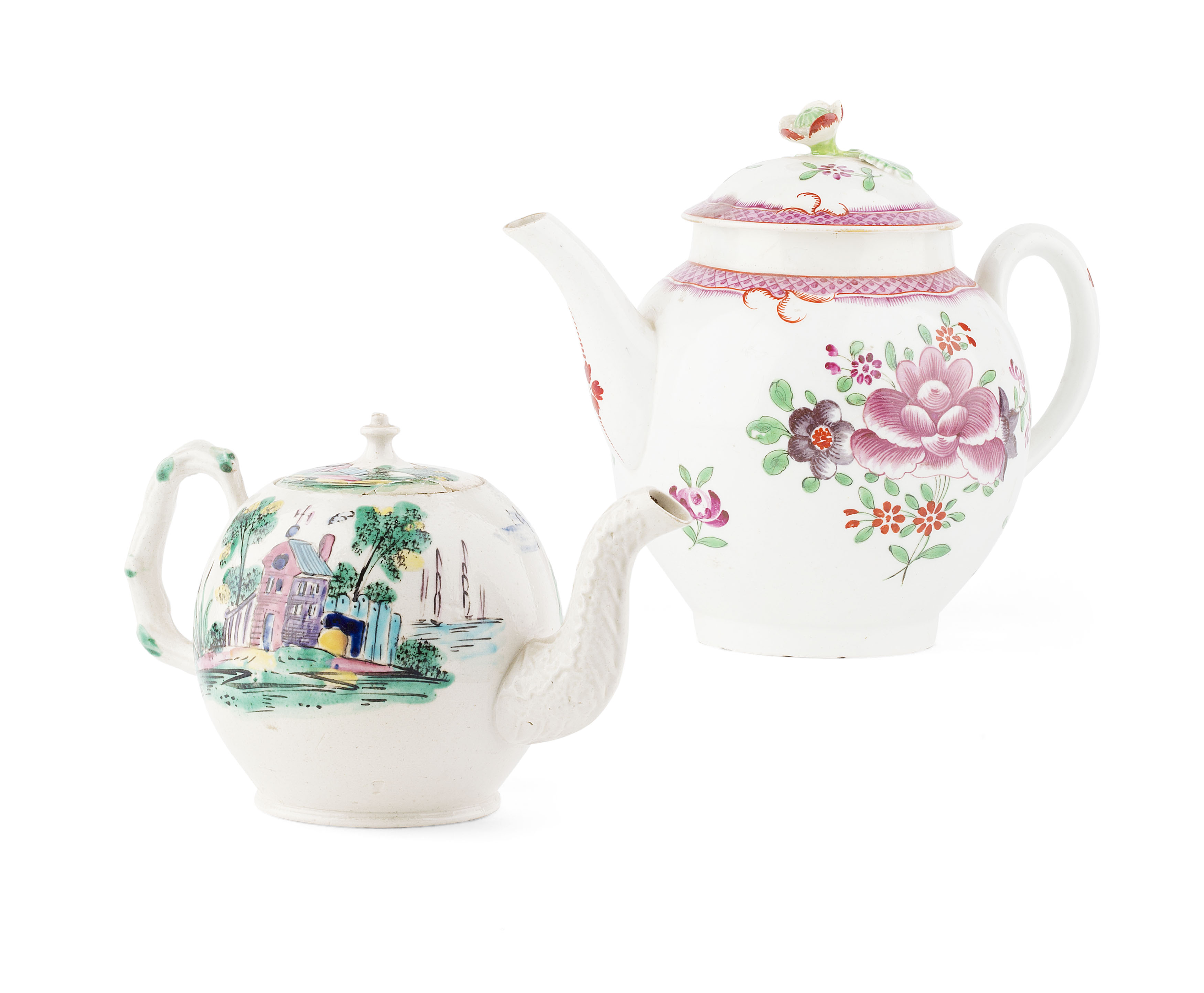 TWO ENGLISH CERAMIC TEAPOTS