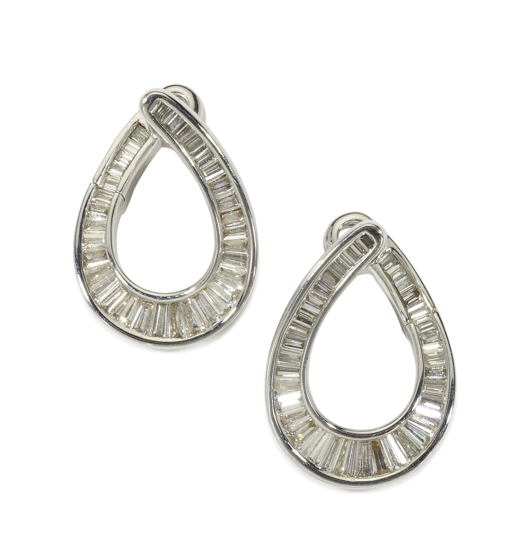 A pair of 18ct white gold diamond set earrings