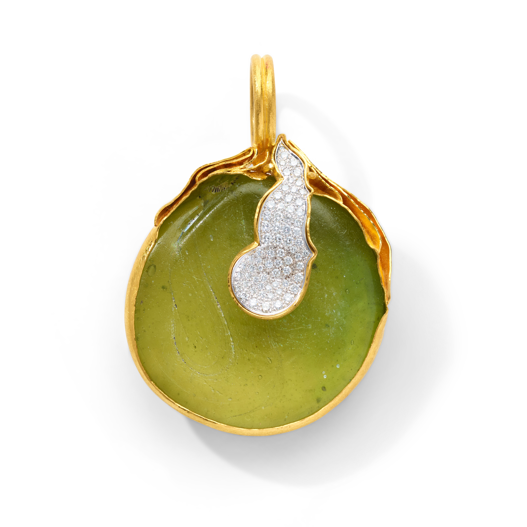Attributed to Peter Plöderl: A green glass and diamond pendant