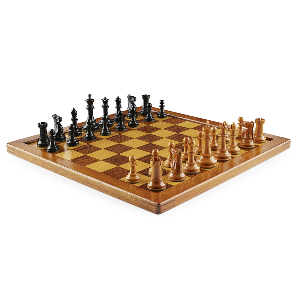 STAUNTON CHESS SET AND GAME BOARD, JOHN JAQUES & SON, LONDON