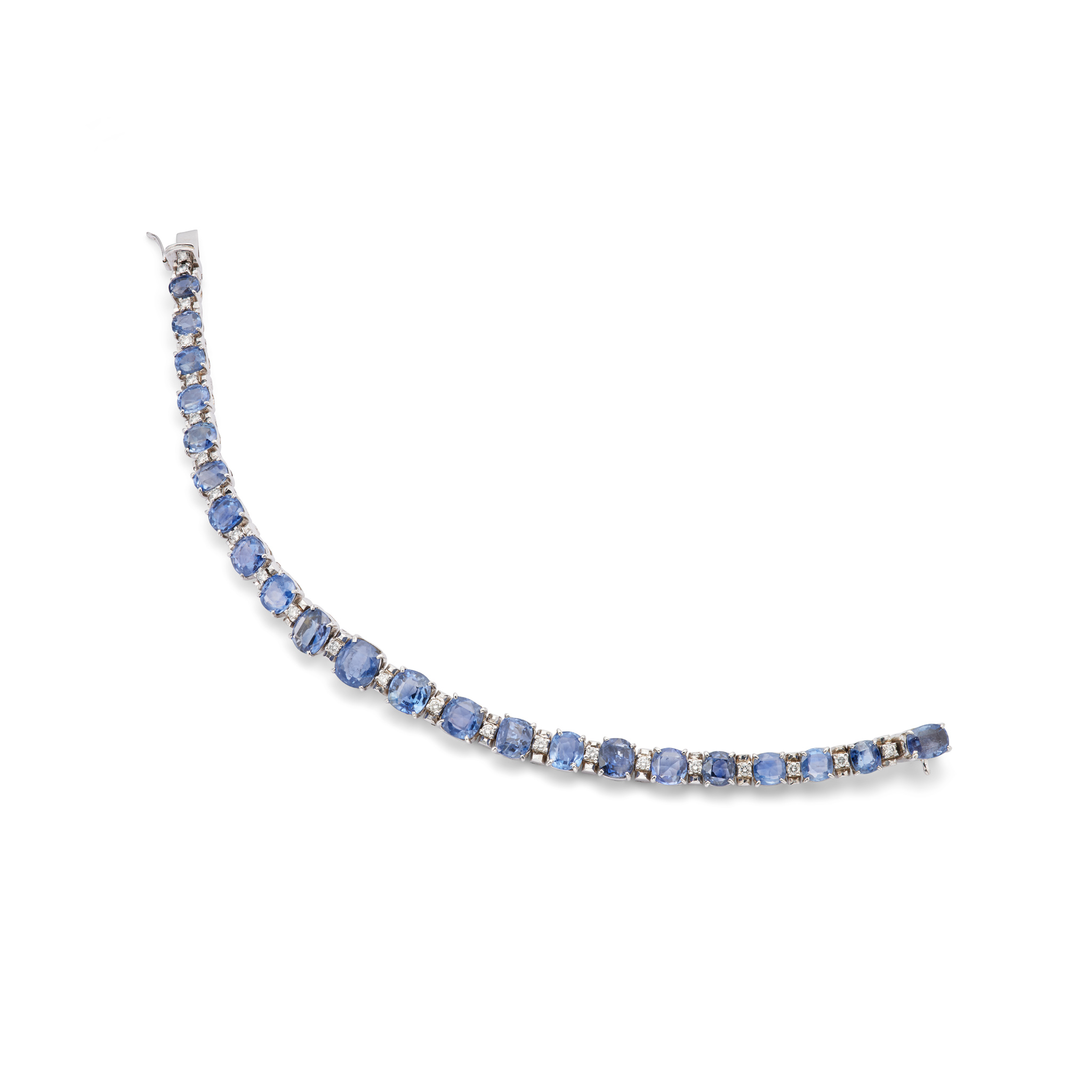 A sapphire and diamond line bracelet