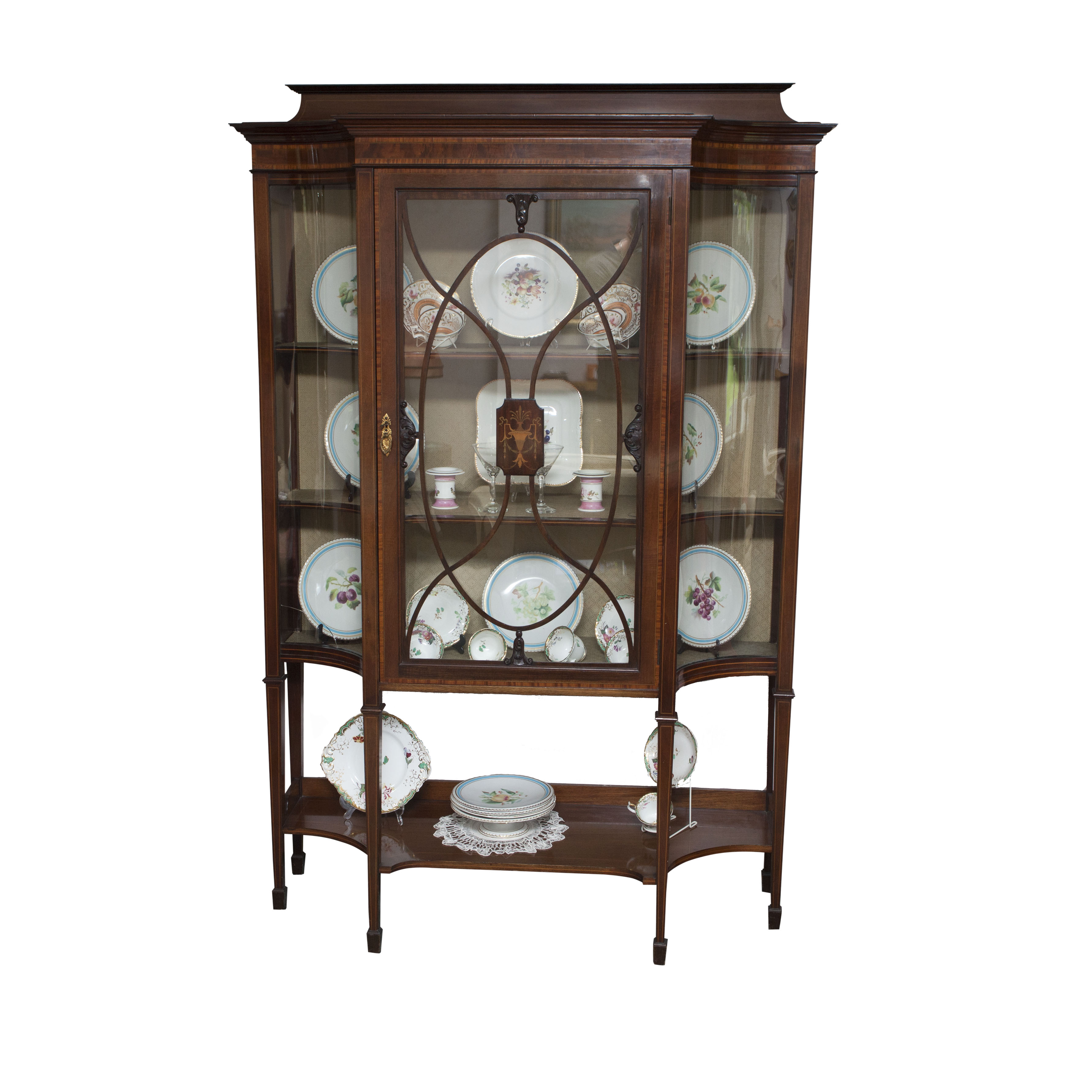 MAHOGANY AND SATINWOOD CROSSBANDED DISPLAY CABINET