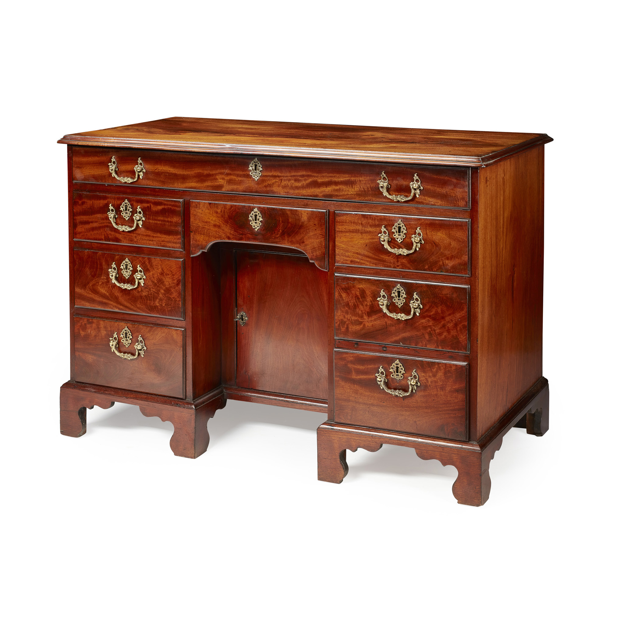 GEORGE III LARGE MAHOGANY KNEEHOLE DESK