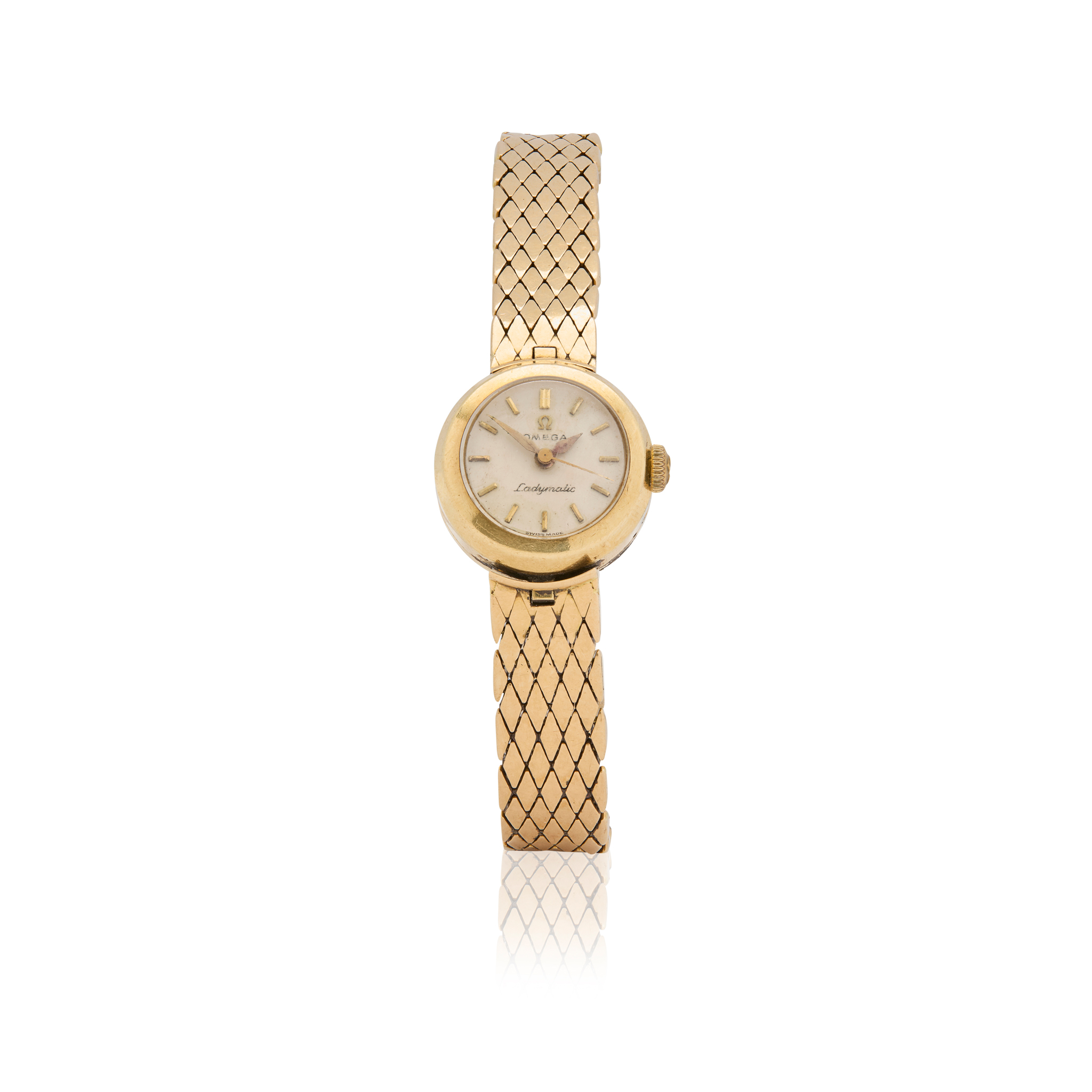 Omega. A Ladies fine 18k gold automatic bracelet watch