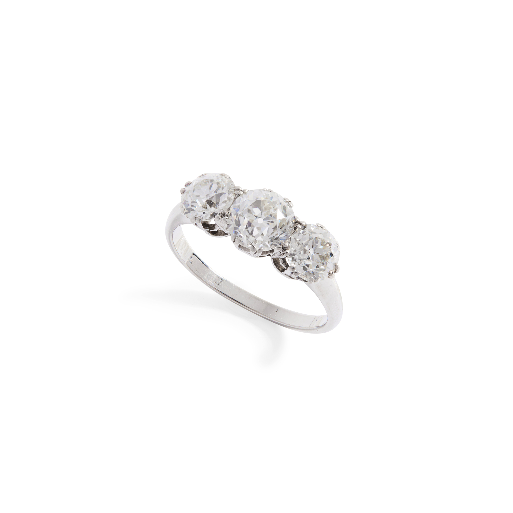 A diamond three-stone ring