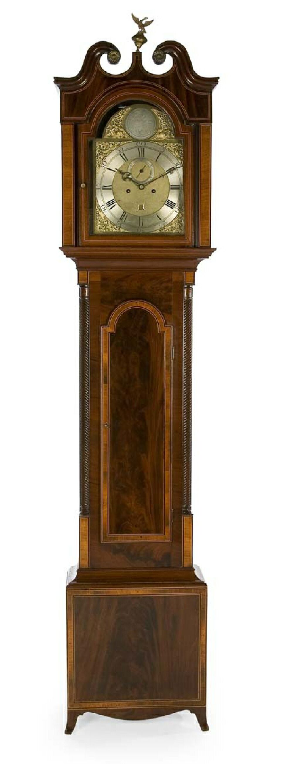 A George III period mahogany, satinwood banded and ebony strung longcase clock By William Breakenrig, Edinburgh