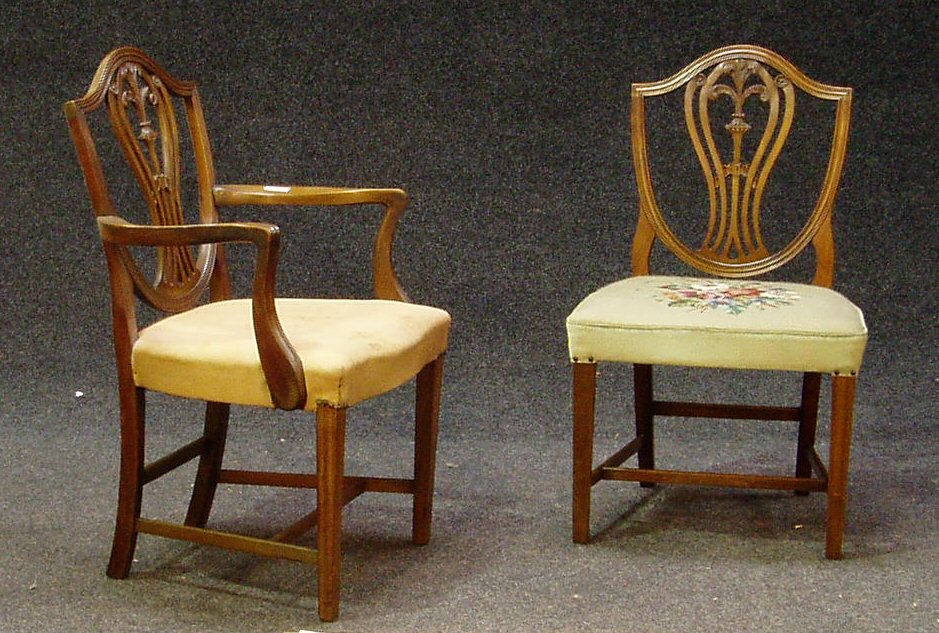 A pair of Hepplewhite style chairs,