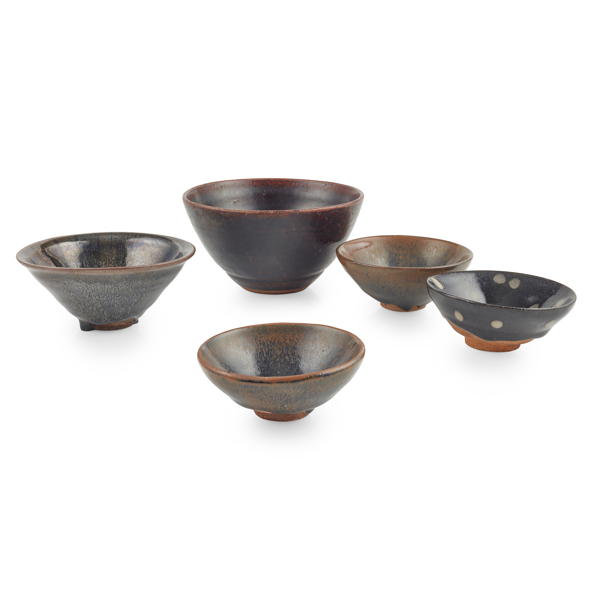 COLLECTION OF FIVE TEA AND WINE BOWLS