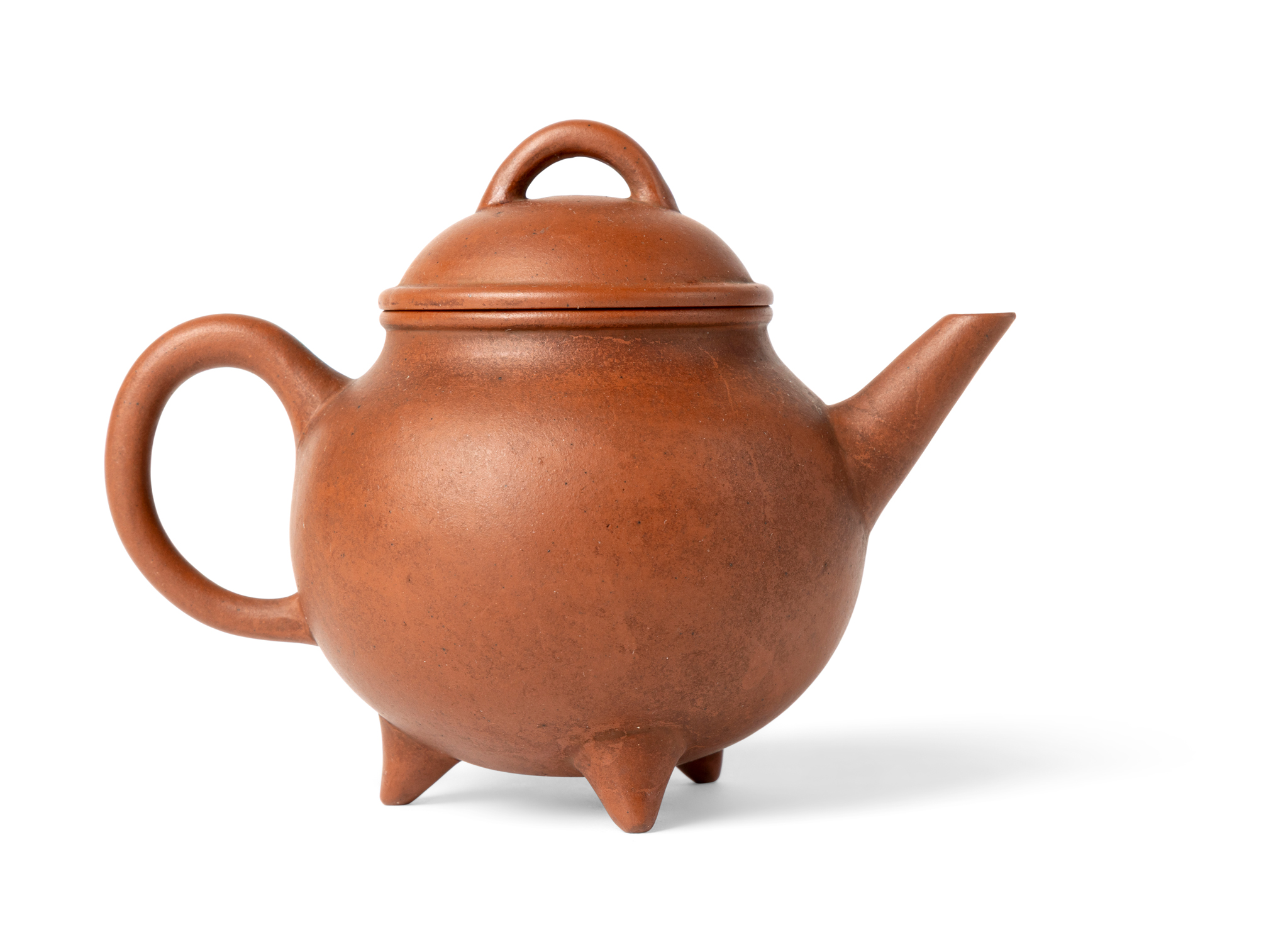 CHINESE YIXING STONEWARE TRIPOD TEAPOT