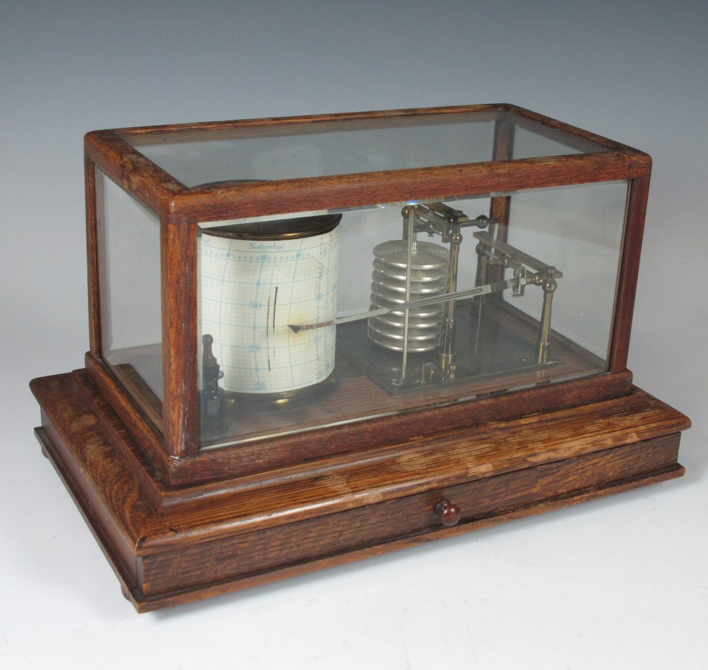An oak barograph By Brook & Son, Edinburgh