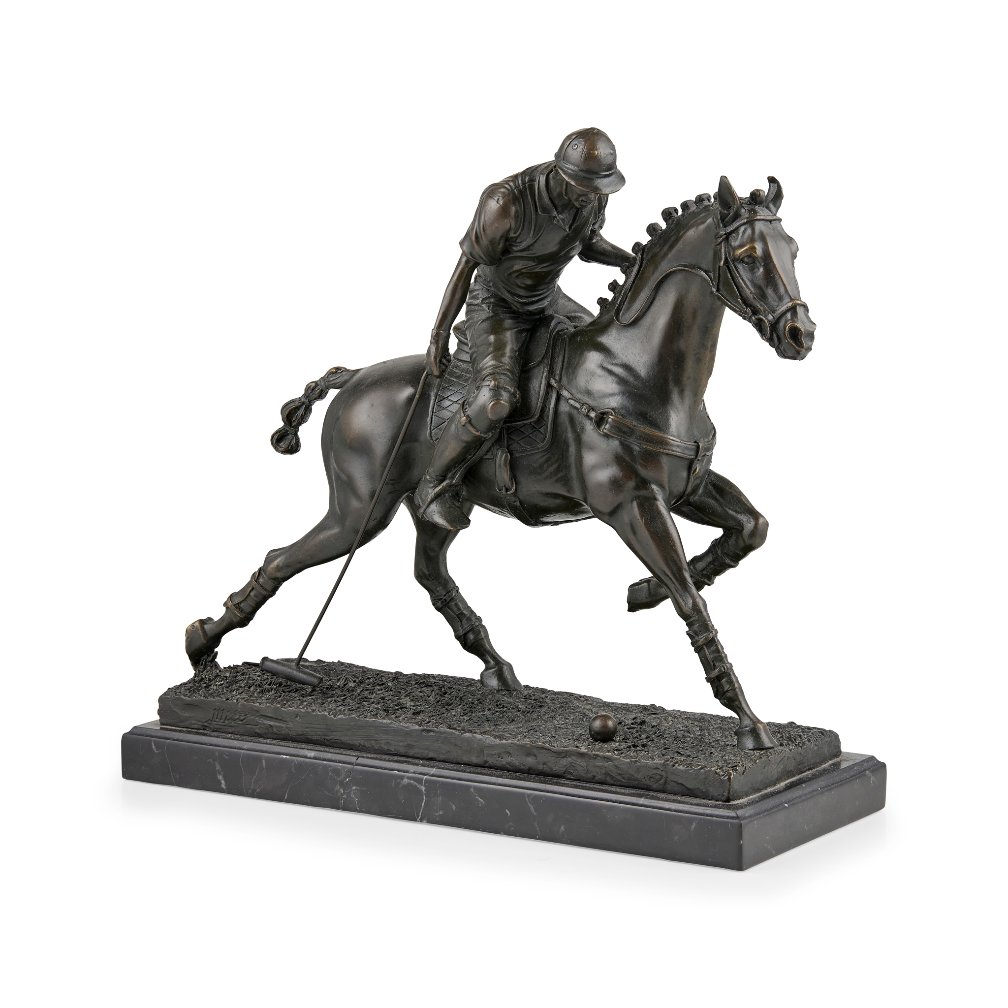 FRENCH BRONZE FIGURE OF A POLO PLAYER, BY MIGUEL FERNANDO LOPEZ 'MILO' (PORTUGUESE, B. 1955)