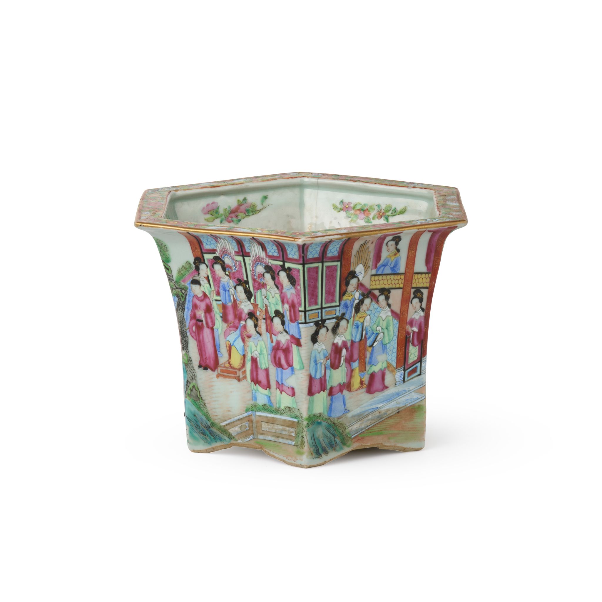 CANTON FAMILLE ROSE HEXAGONAL JARDINIÈRE