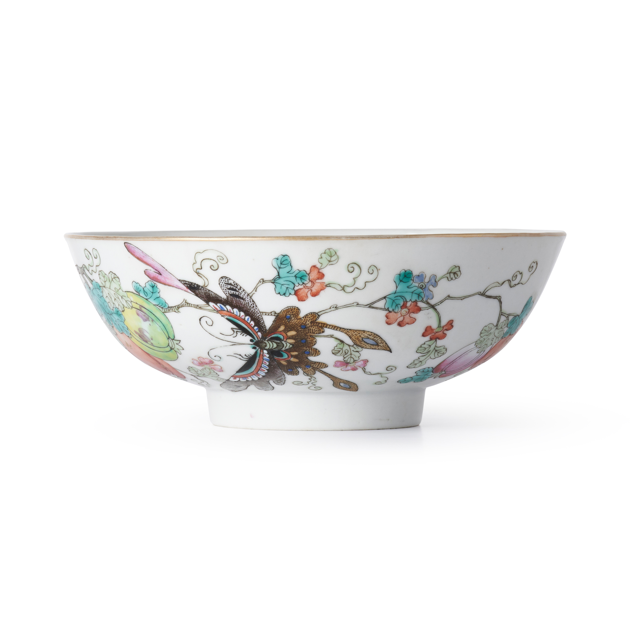 FAMILLE ROSE 'BUTTERFLY AND POMEGRANATE' BOWL