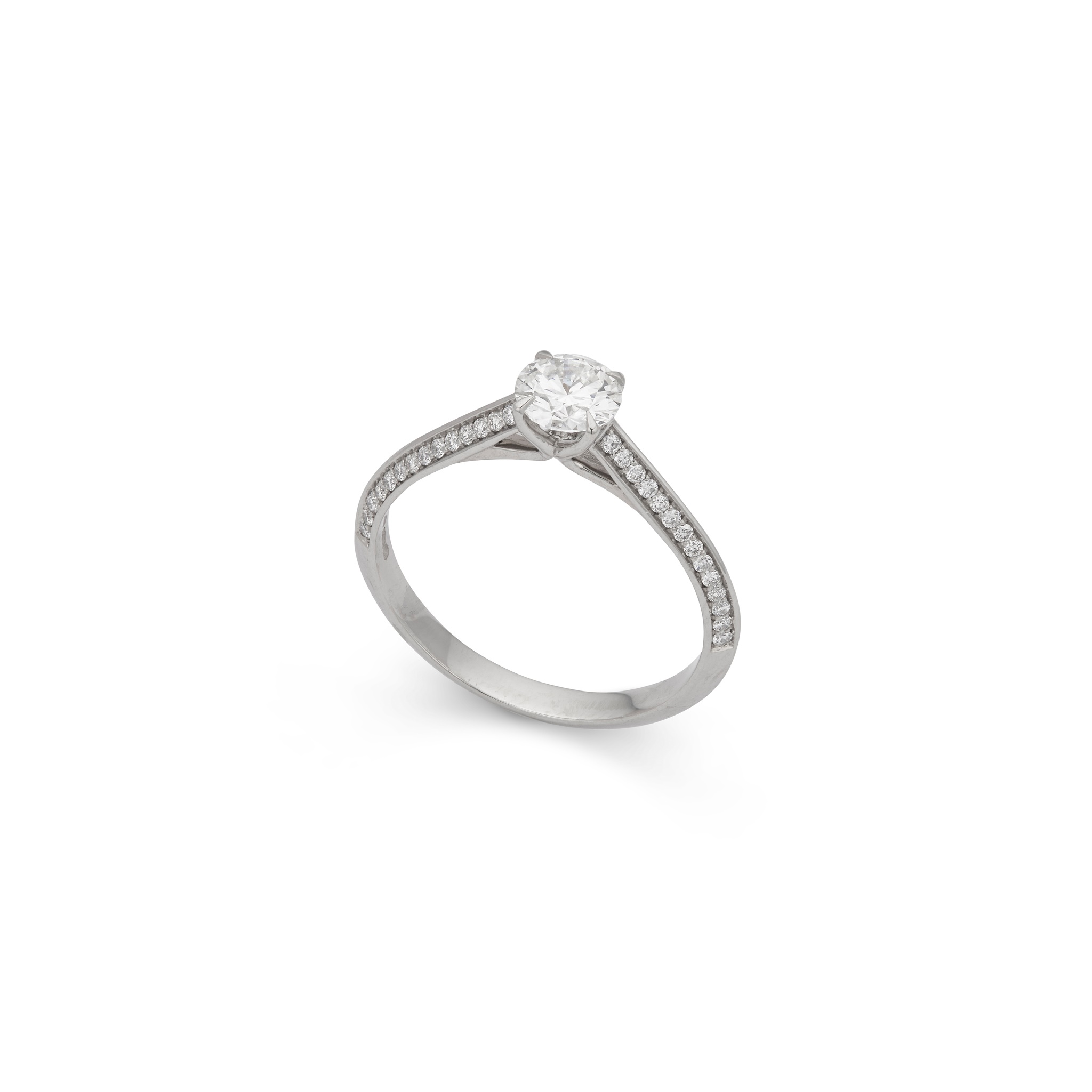 A platinum single-stone diamond ring