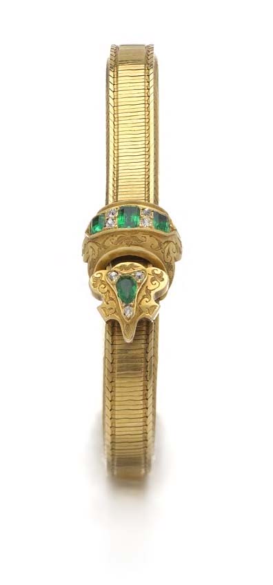 A Victorian emerald and diamond bracelet,